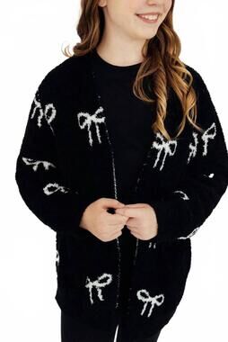 NEW MILA & ROSE bow cozy cardigan in black/coconut